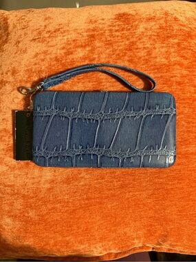 Lane Bryant Navy Croc-Embossed Wristlet Clutch